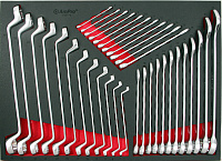 T40174 Набор комбинированных и накидных изогнутых ключей, 35пр в мягком ложементе